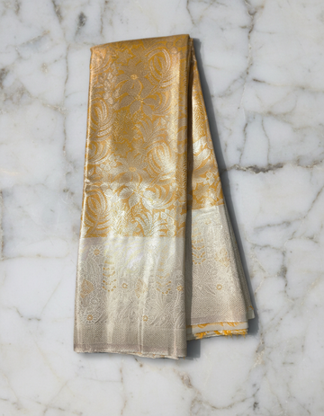 Light Orange Raw Silk Gold Zariwork Saree