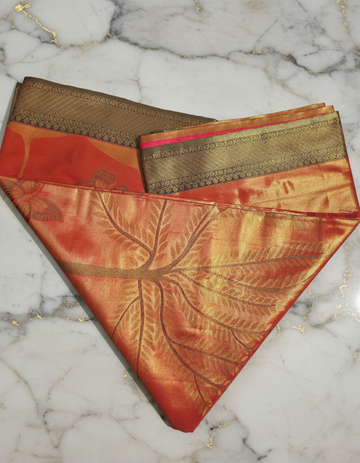 Pure orange color saree