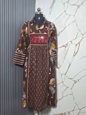 Cambric cotton full length frock