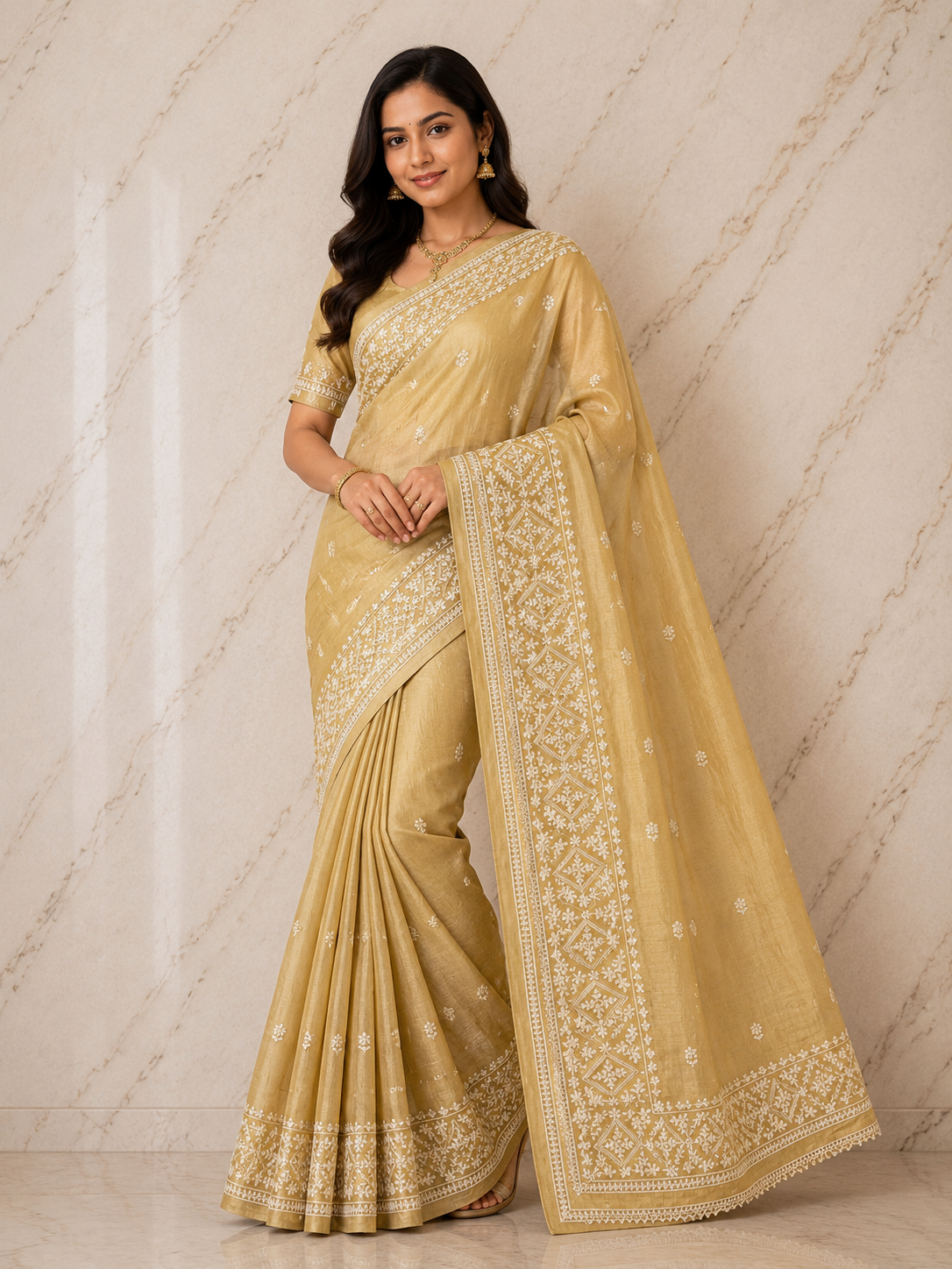 Heavy embroidery party wear saree
