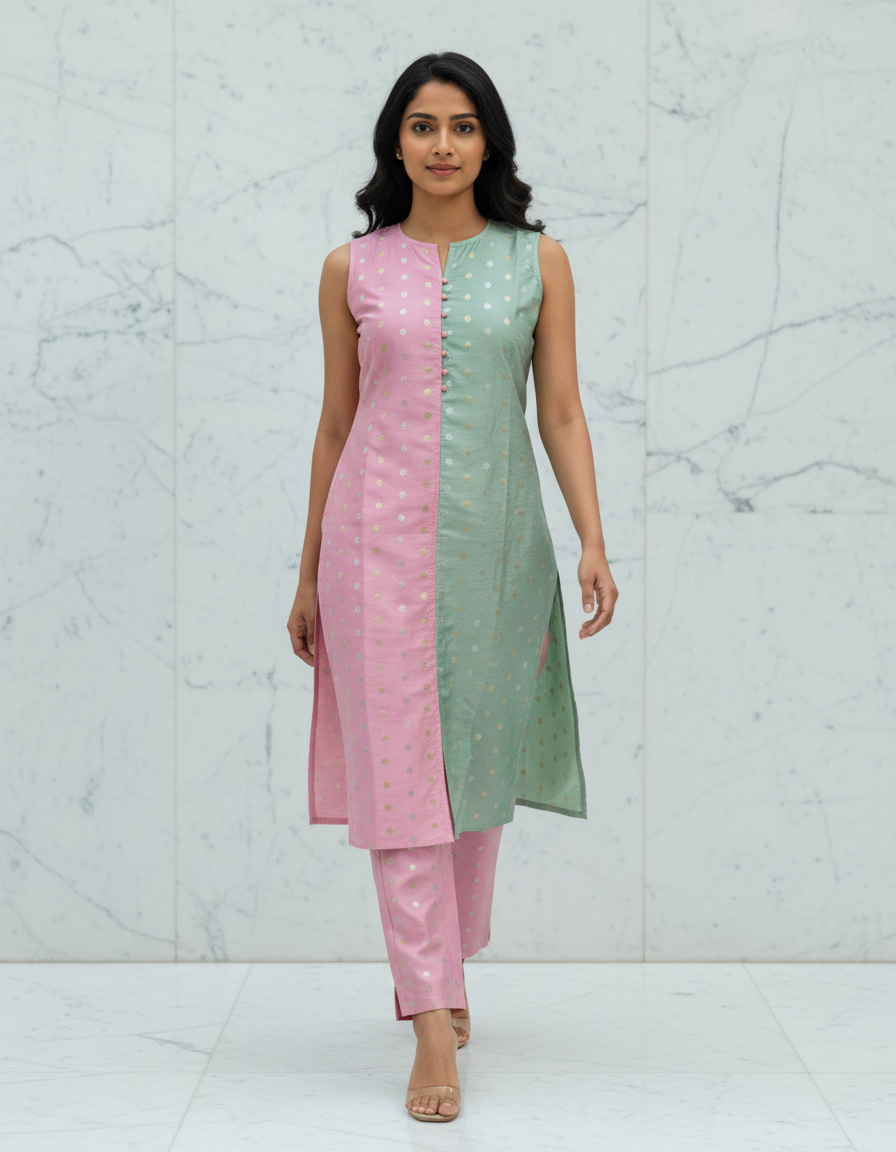Pink Light Green Co ord set