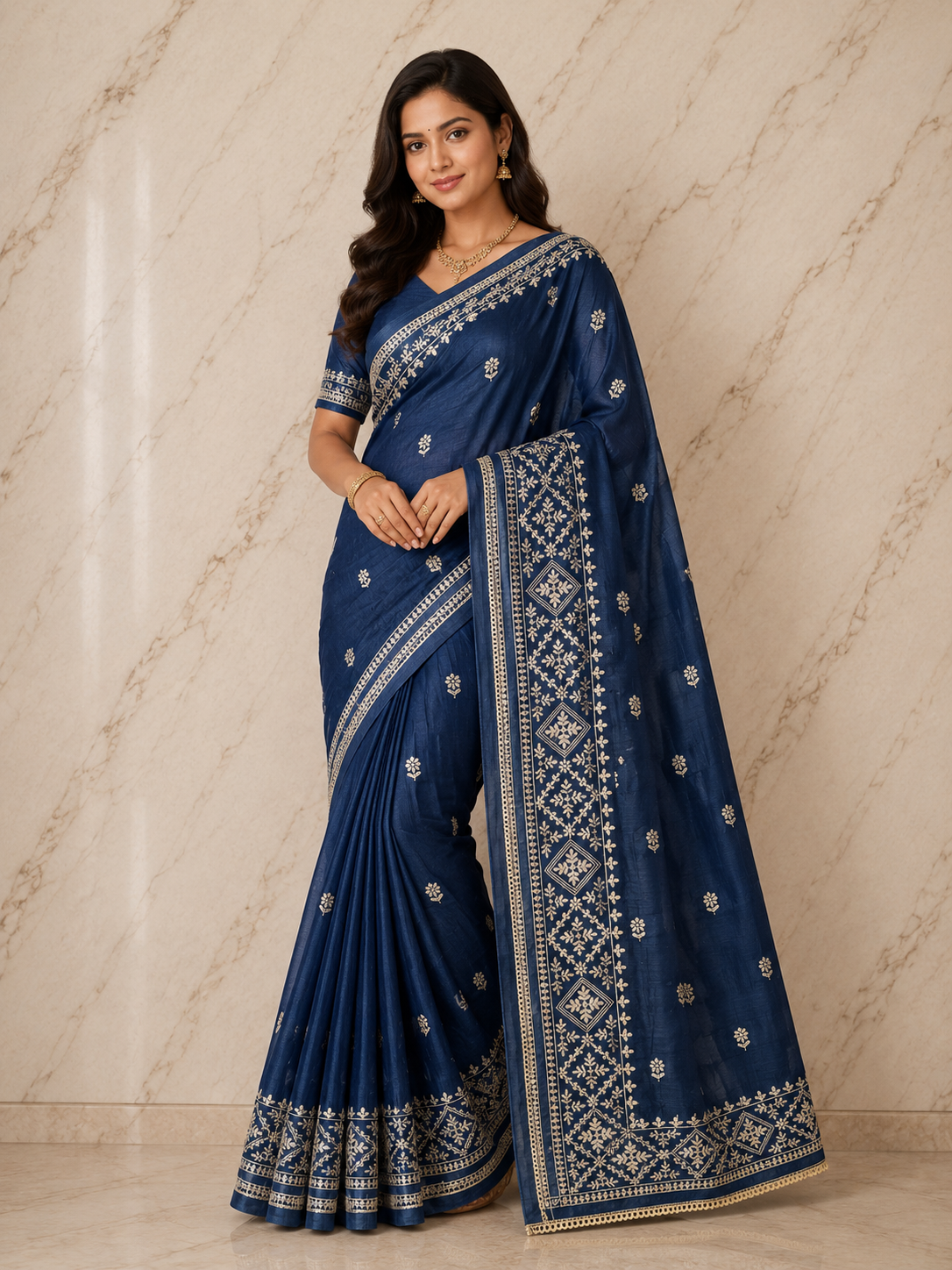 Heavy embroidery party wear saree
