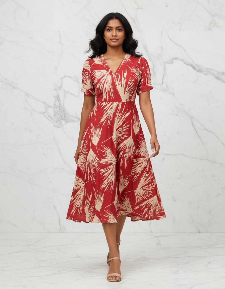 Cotton Red Short Frock