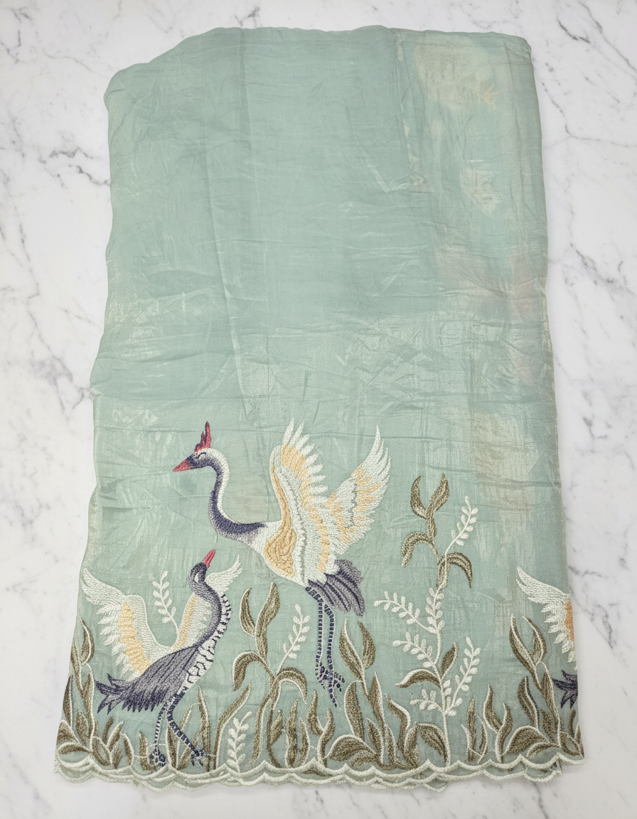 Very light green saree